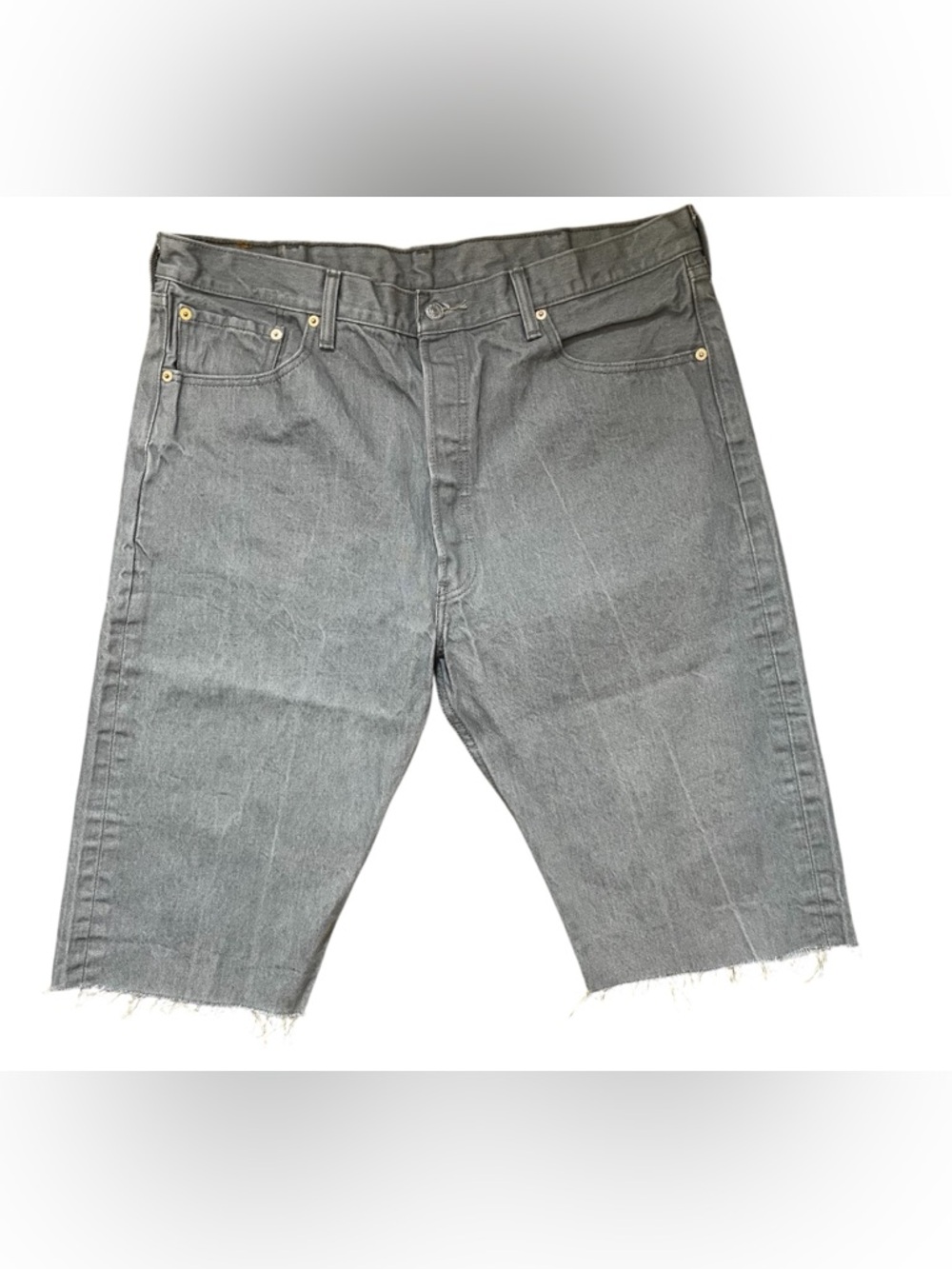 Levi’s 501 Jeans Cut Off Shorts Men’s W40 Gray Denim Raw Hem Button Fly
